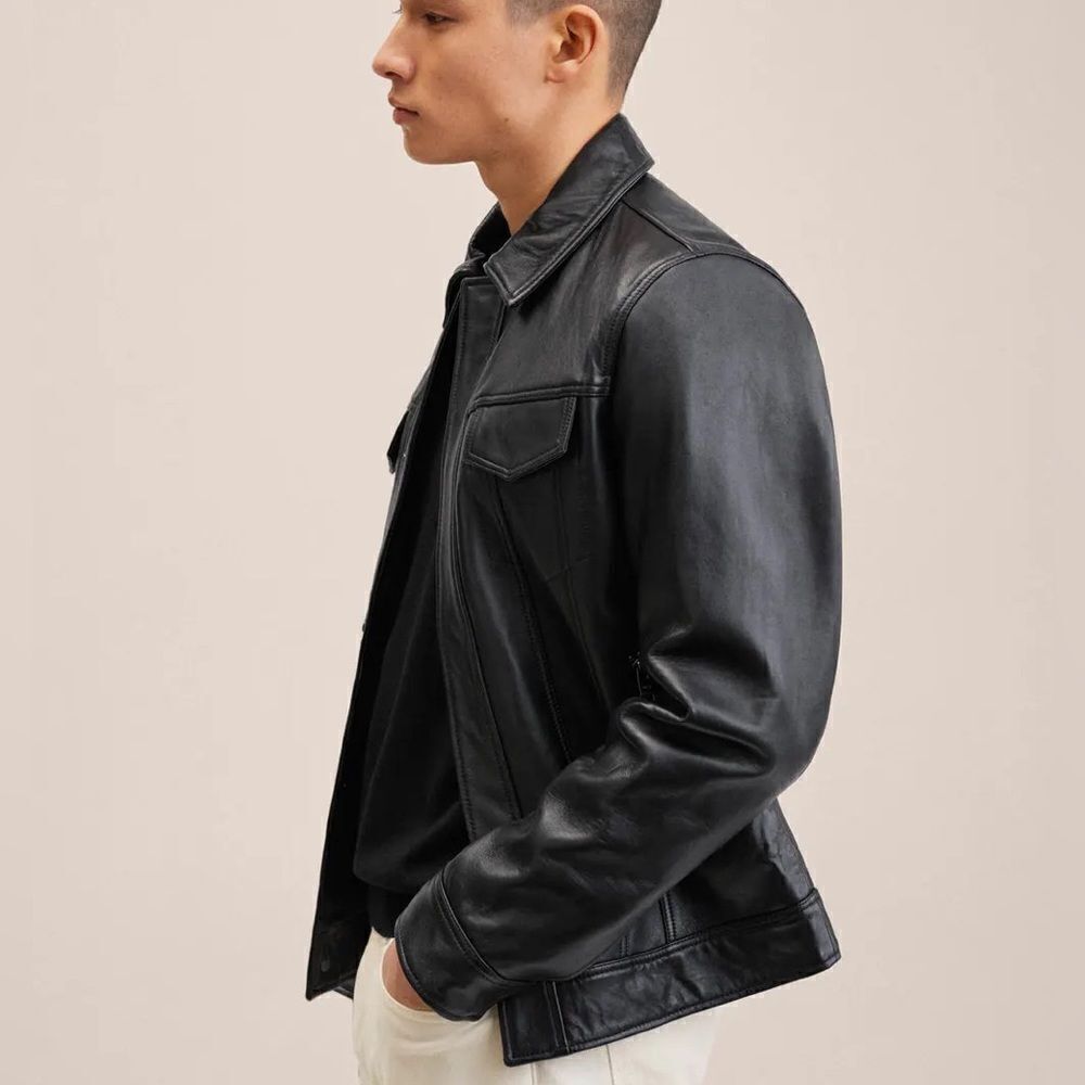 Mango Genuine Leather Jacket New - Picture 7 of 10